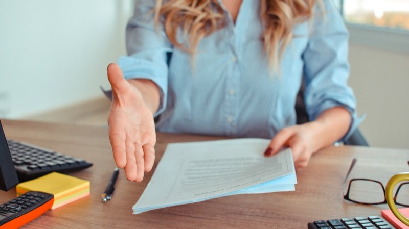 Woman getting ready for a handshake